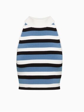 Babaton Ribbed Halter Tank in Black/flagestone Blue XS